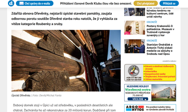 Dřevěnka se stala Dřevěnou stavbou roku v kategorii Roubenky a sruby